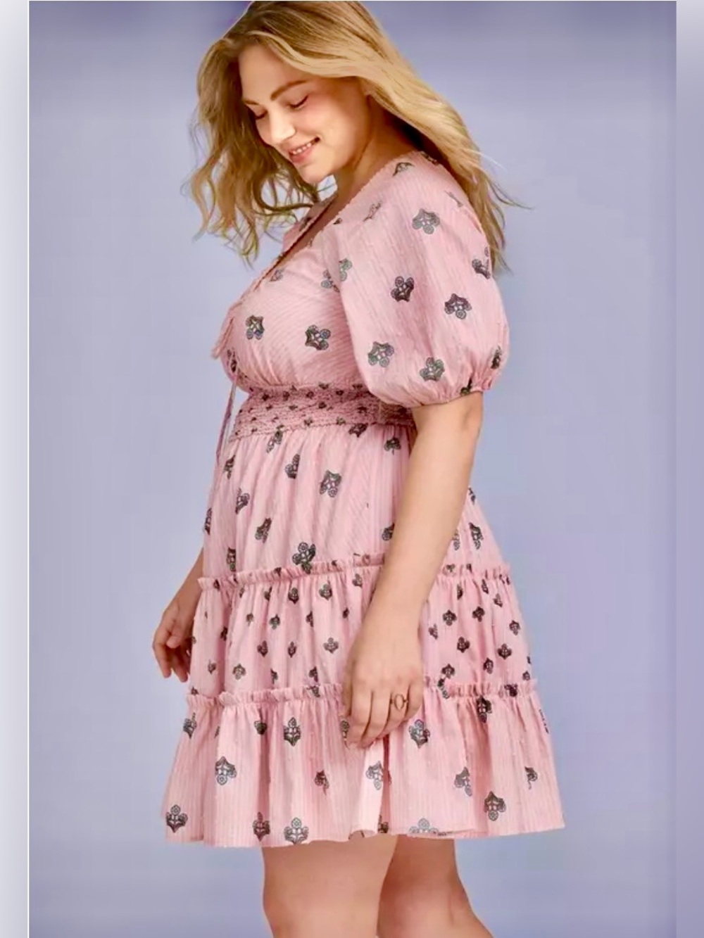 Torrid Pink Smocked Tiered Mini Dress
SIZE 2 = 18/20 *NWT* - Picture 7 of 13